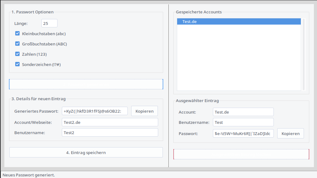 Screenshot des Passwort-Managers